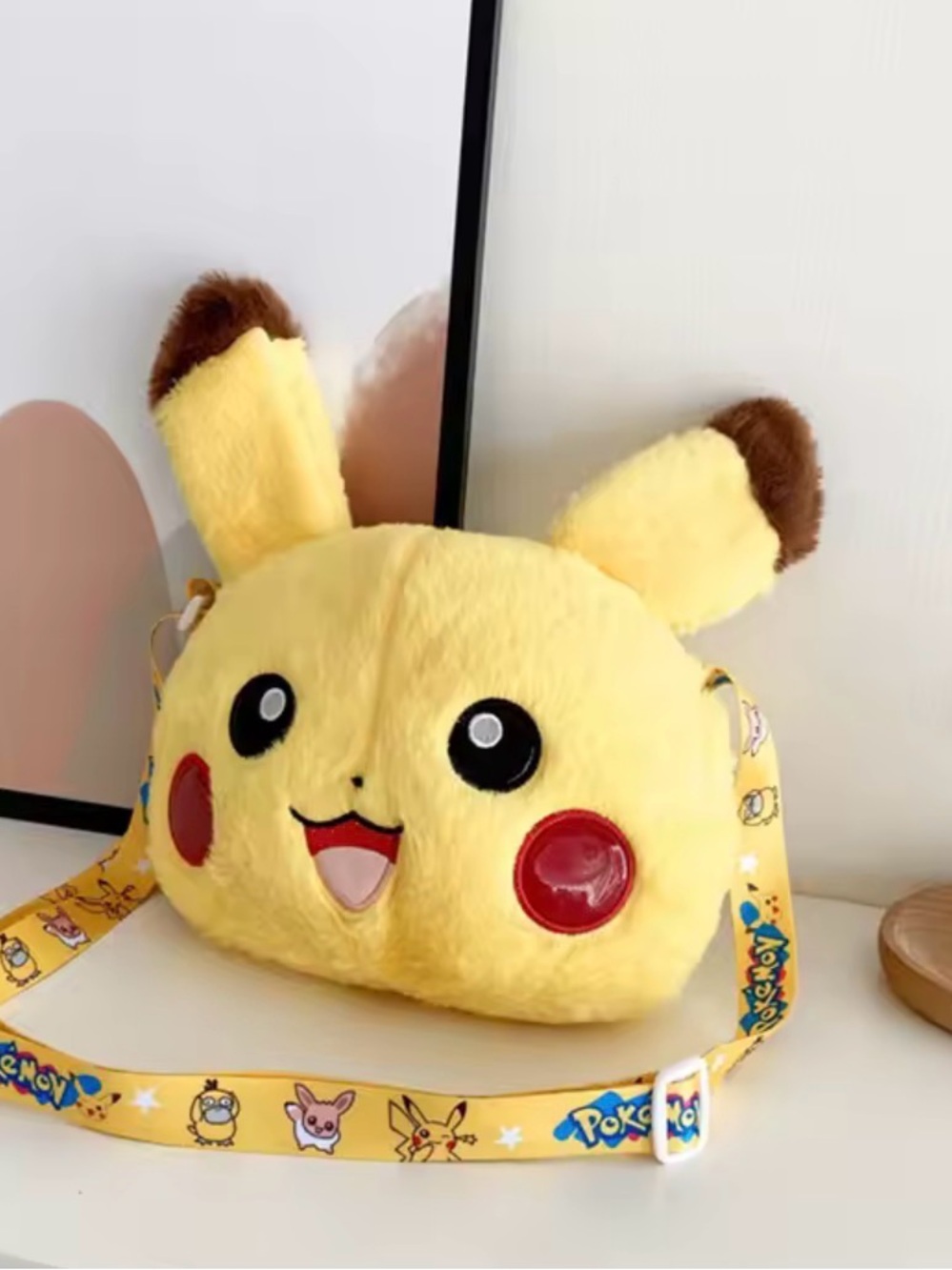 Pokémon Pikachu Yellow Plush Shoulder Bag Purse w/ Adjustable Strap - Picture 2 of 3